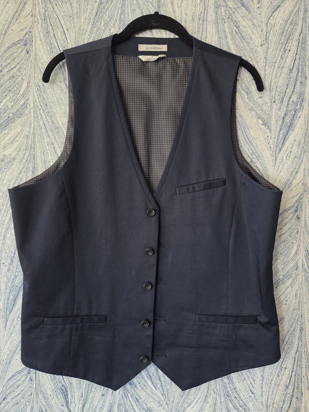 Le Château Men's Navy Dress Vest Size Large